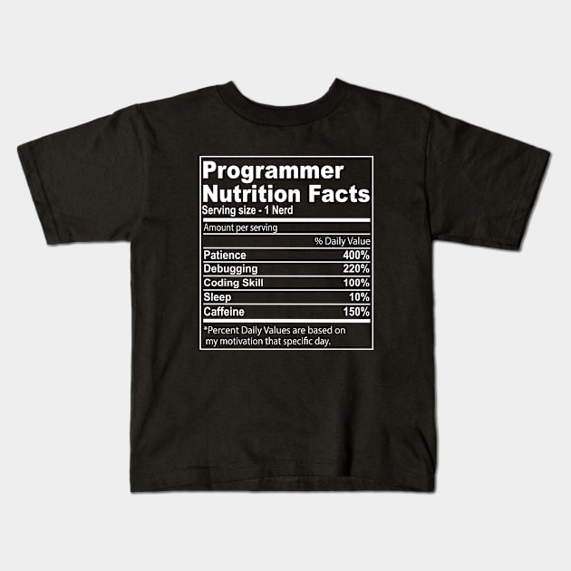 programmer Nutritional Values Funny Nutrition Facts Kids T-Shirt by Crazyshirtgifts